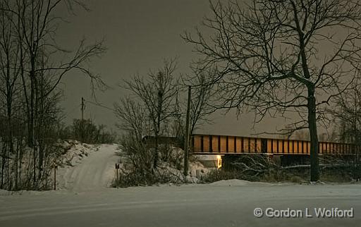 Train Bridge At Night_20659-69.jpg - Photographed along the Rideau Canal Waterway at Smiths Falls, Ontario, Canada.